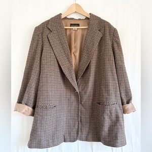 Vintage Women's Wool Houndstooth Blazer Size 22 - checkered, brown, biz casual